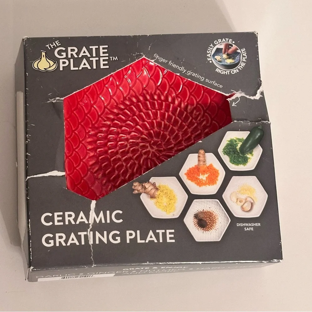 Garlic Grate Plate Ceramic Red Grater Ginger Cheese Nutmeg Red Viral TikTok